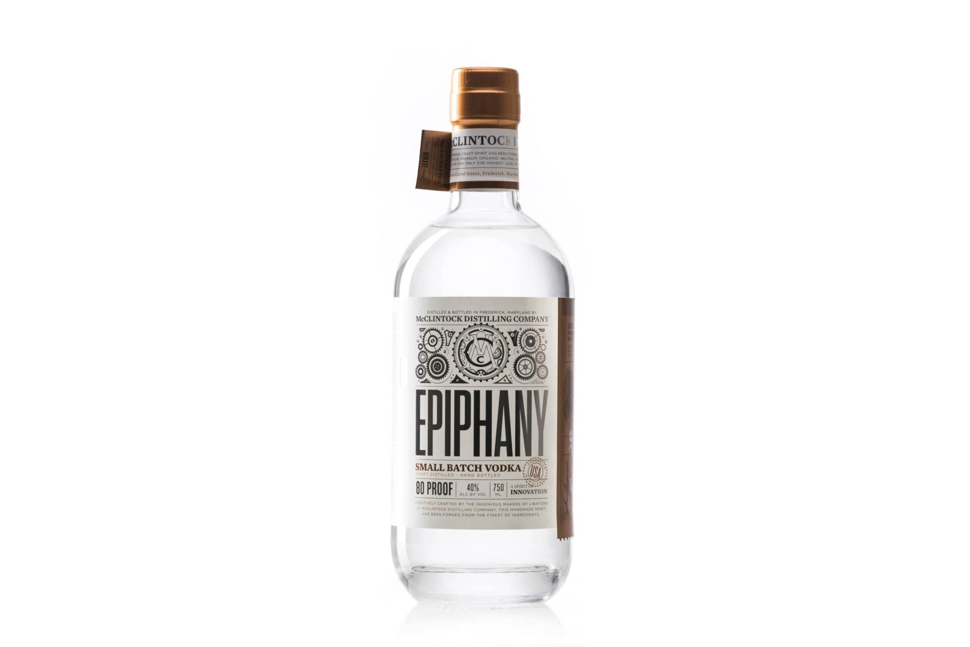 Epiphany Vodka Bottle for McClintock Distillery